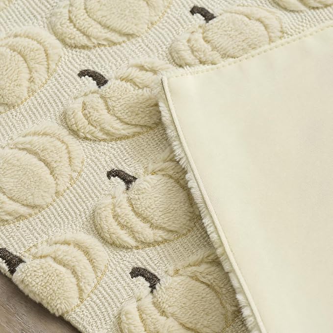 Artoid Mode Beige Soft Faux Fur Fall Table Runner 13x120 Inch | Seasonal
