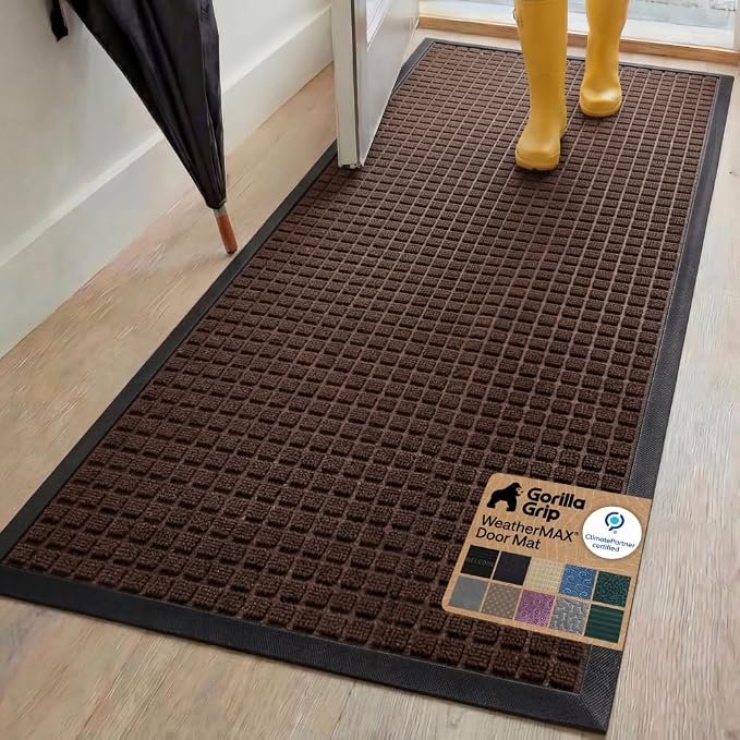 GORILLA GRIP 100% Waterproof All-Season WeatherMAX Doormat, US Designed Natural