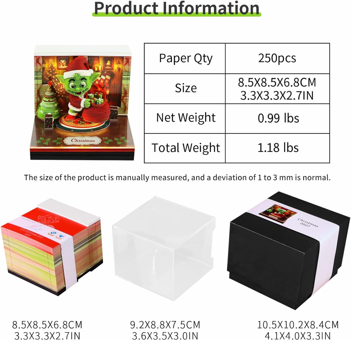 3D Timepiece Calendar 2027 Paper Art Memo Pad with LED Light – Tear-Away Desk Calendar for Record, Planner & Habit Tracker, Bookmark, Gift & Decorative Office Decor (Goblin)