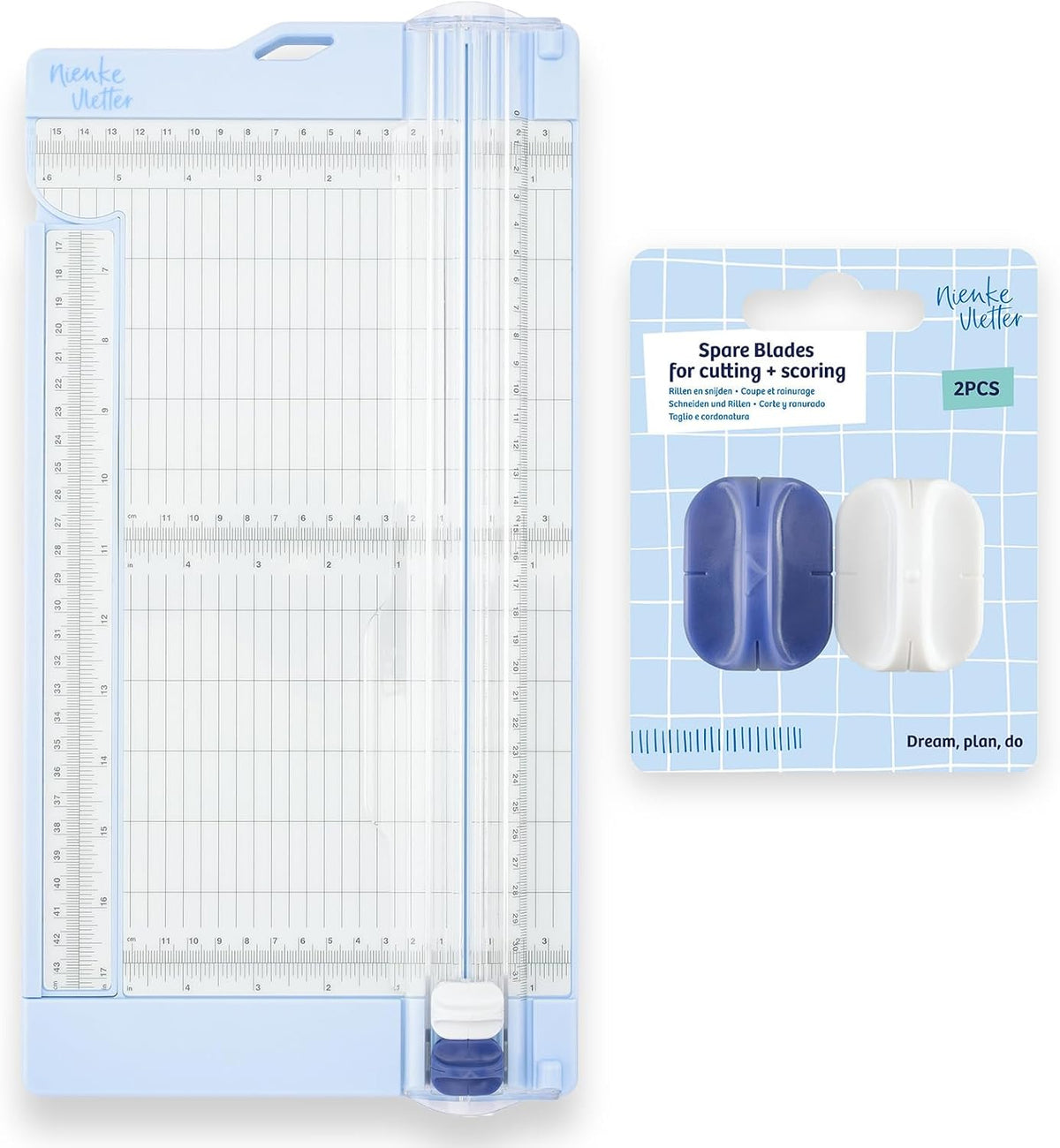 Vaessen Creative Paper Cutter and Scoring Board 6 x 12 inches / 15x30,5 cm - with Spare Blades and Extendable Ruler - Paper Trimmer and Scoreboard for Card Making, Envelopes, Crafting and Scrapbooking