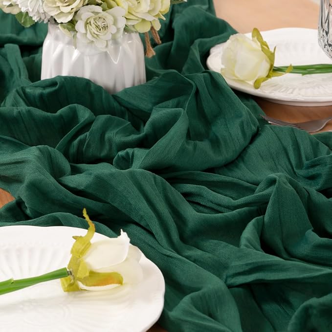Emerald Green Cheesecloth Table Runner 160 Inches 14 Ft Gauze Table Runner |