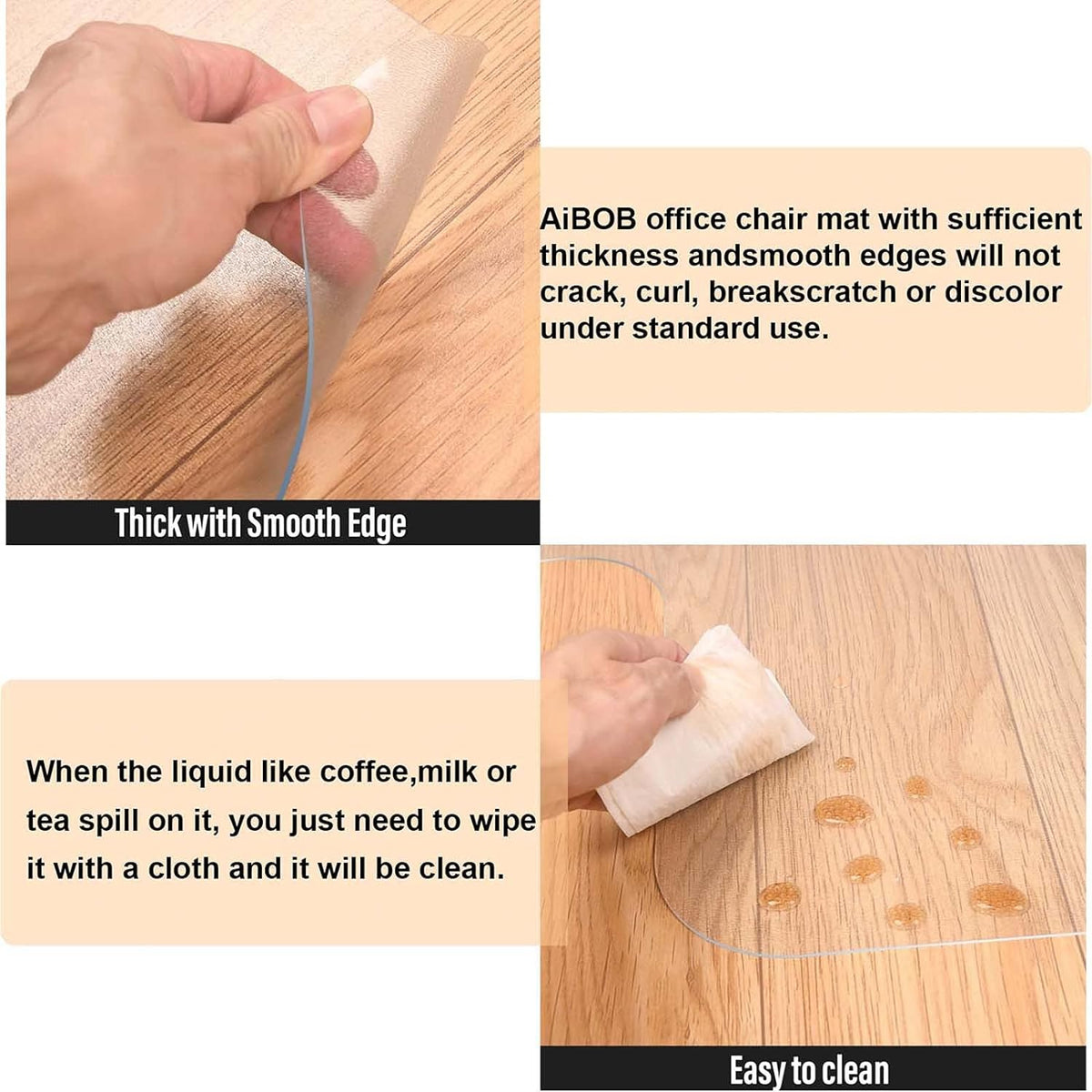 AiBOB Chair Mat for Hardwood Floor, 45 X 53 inches Desk Chair Mat for Wood and Tile Floors, Protection Mats for Office and Home, Easy Glide for Chairs