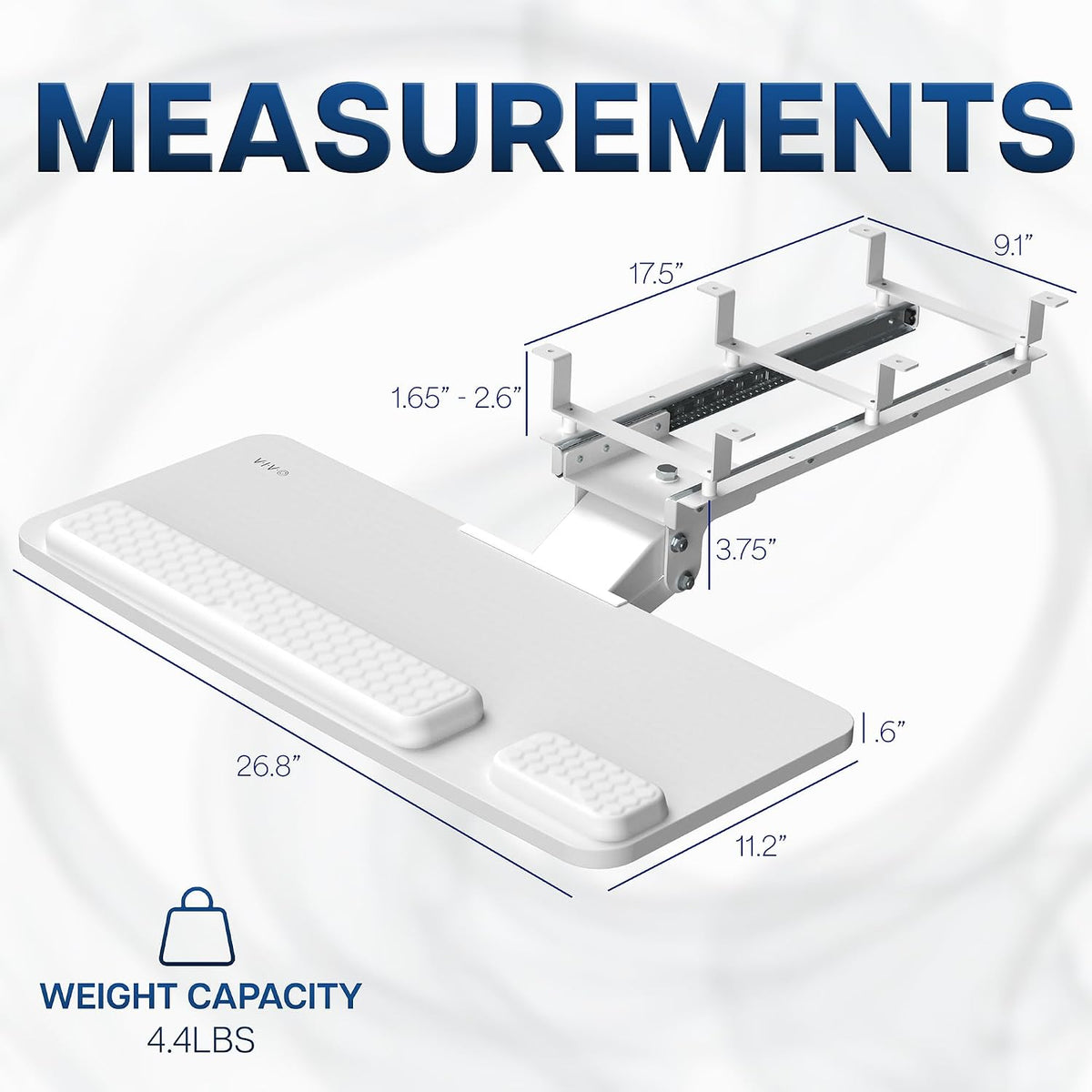 VIVO Premium White Under Desk 27 x 11 in Keyboard Tray, MOUNT-KB27P-W
