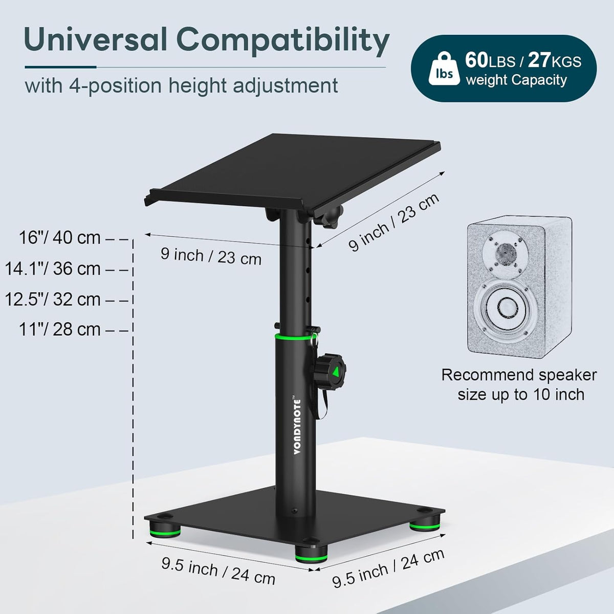 Vondynote Desk Studio Monitor Stands 11"-16" Monitor Speaker Stands 12°Tilt