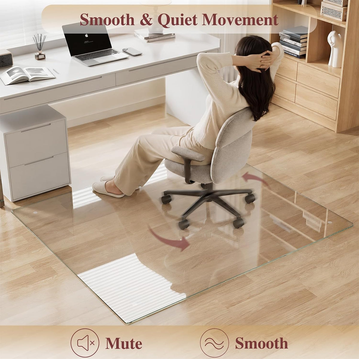 Tempered Glass Chair Mat for Carpet, 60"x80" Clear Floor Mat