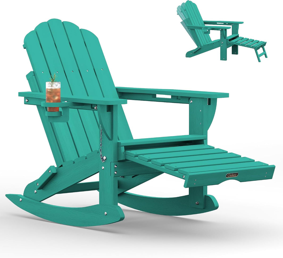 Ciokea Adirondack Rocking Chair with Footrest (Lake Blue)