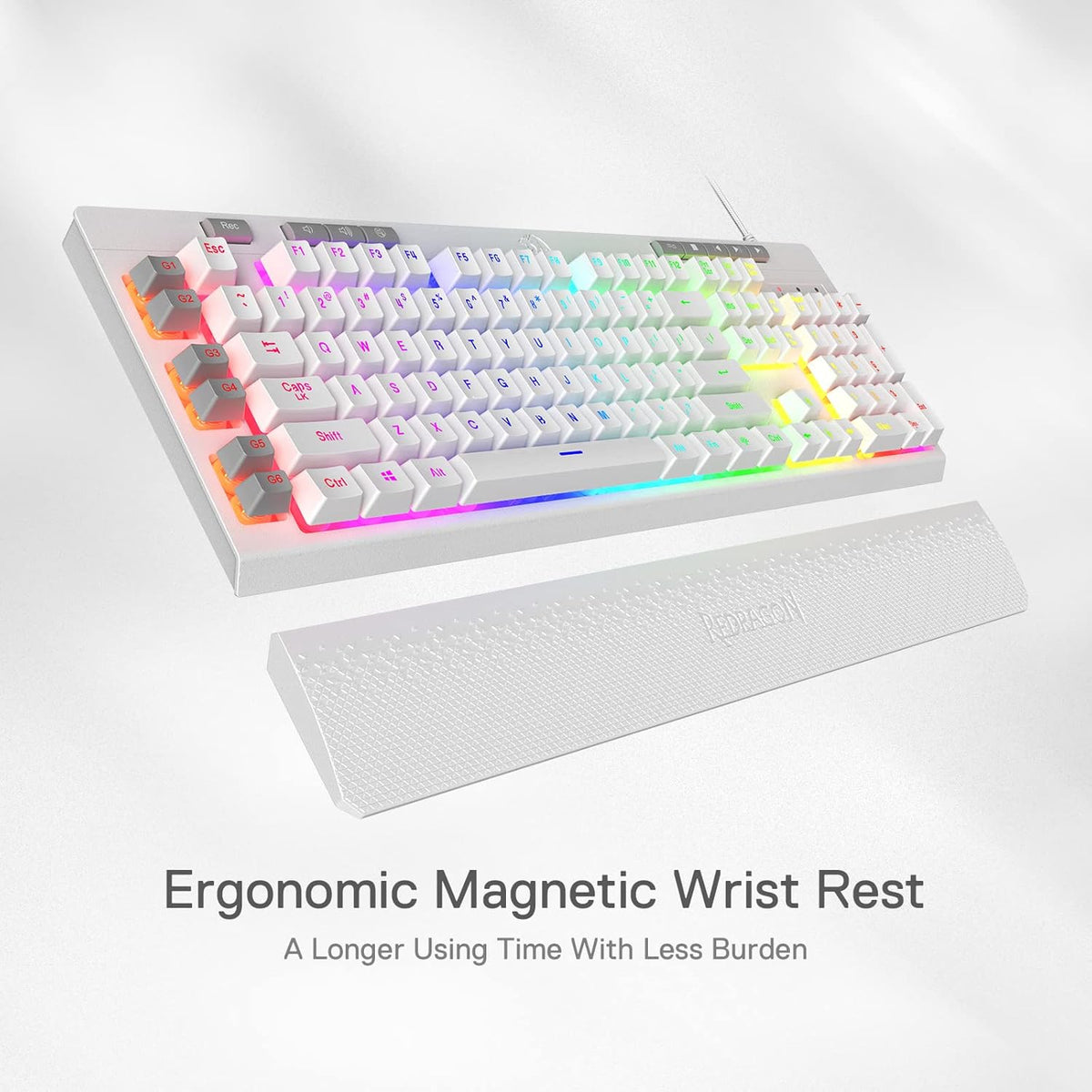 Redragon K512 RGB Membrane Gaming Keyboard, 6 Macro Keys & Easy Media Wheel