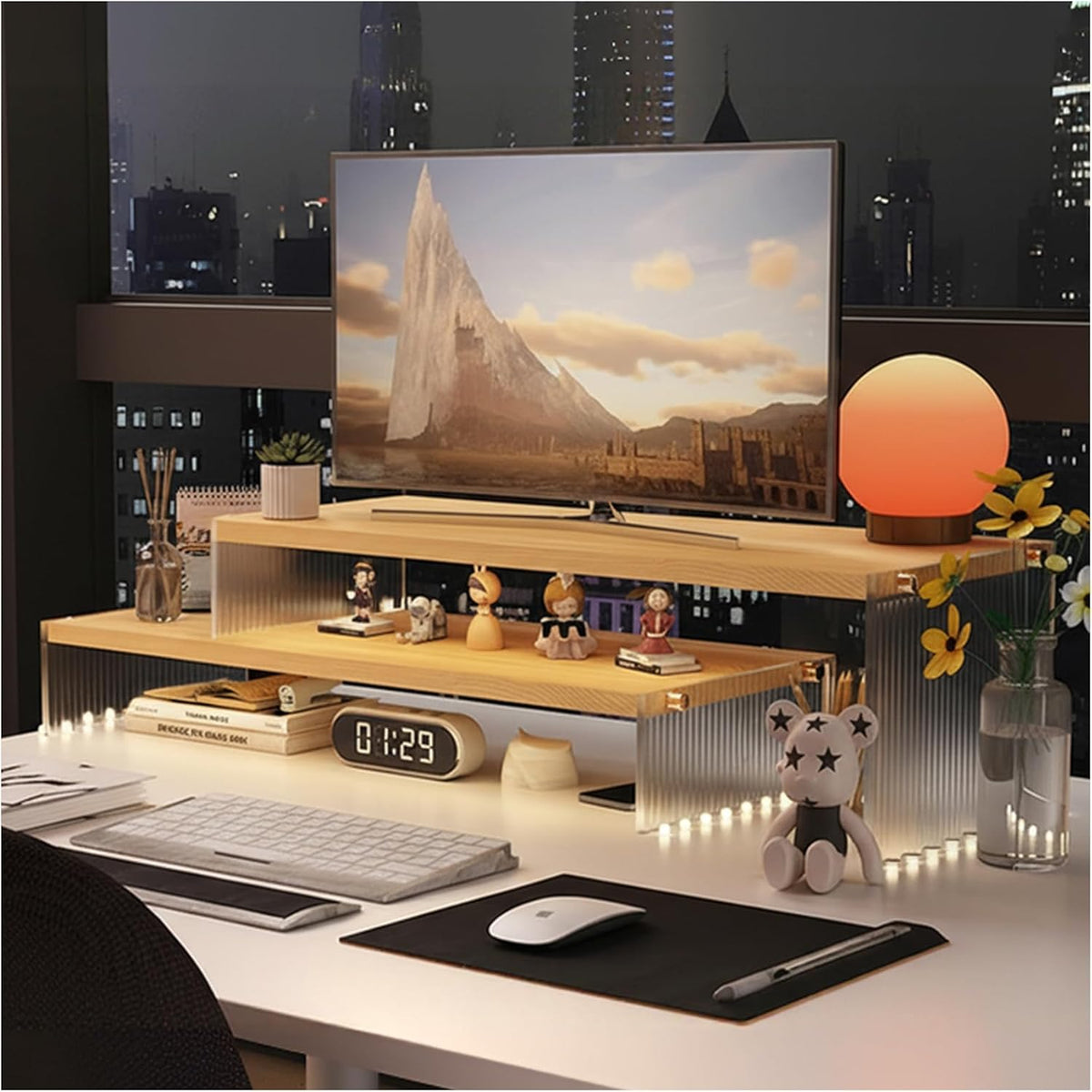 YGYQZ Adjustable Monitor Stand Riser, 7.67"×19.3" Dual Monitor Desk Stand