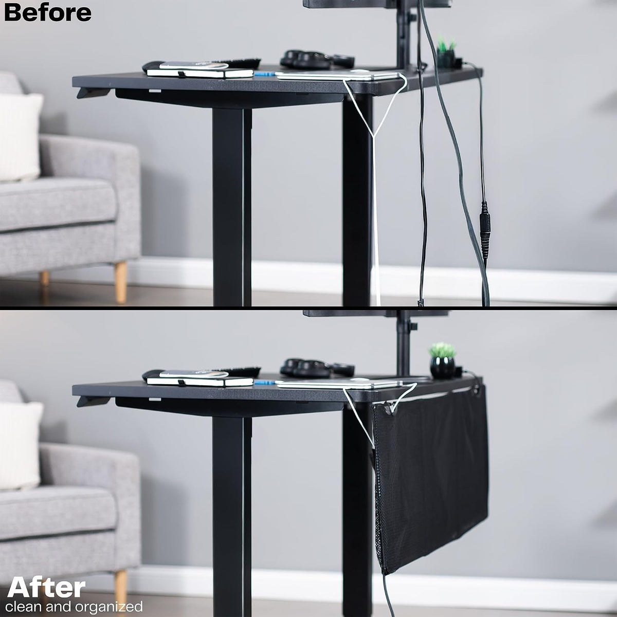 VIVO Black Under Desk 48 in Cable Management Sleeve, DESK-SKIRT-48