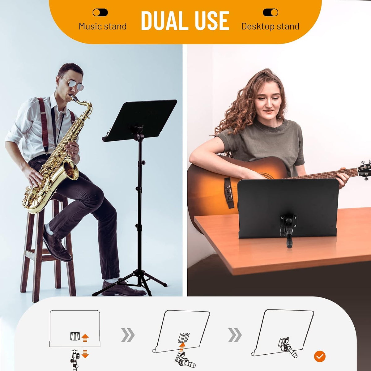 CAHAYA 5 in 1 Heightened Dual-use Sheet Music Stand Desktop Book Stand