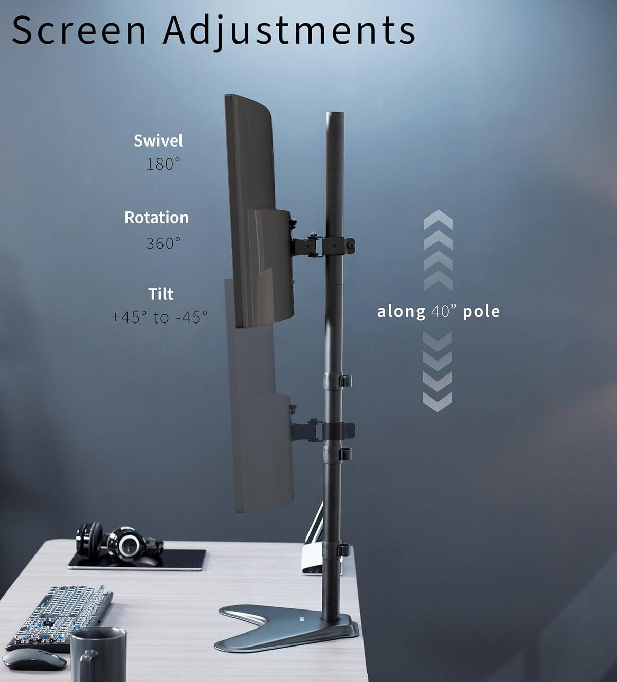 VIVO Single Monitor Desk Stand for 13 to 27 inch Screens, STAND-V011H