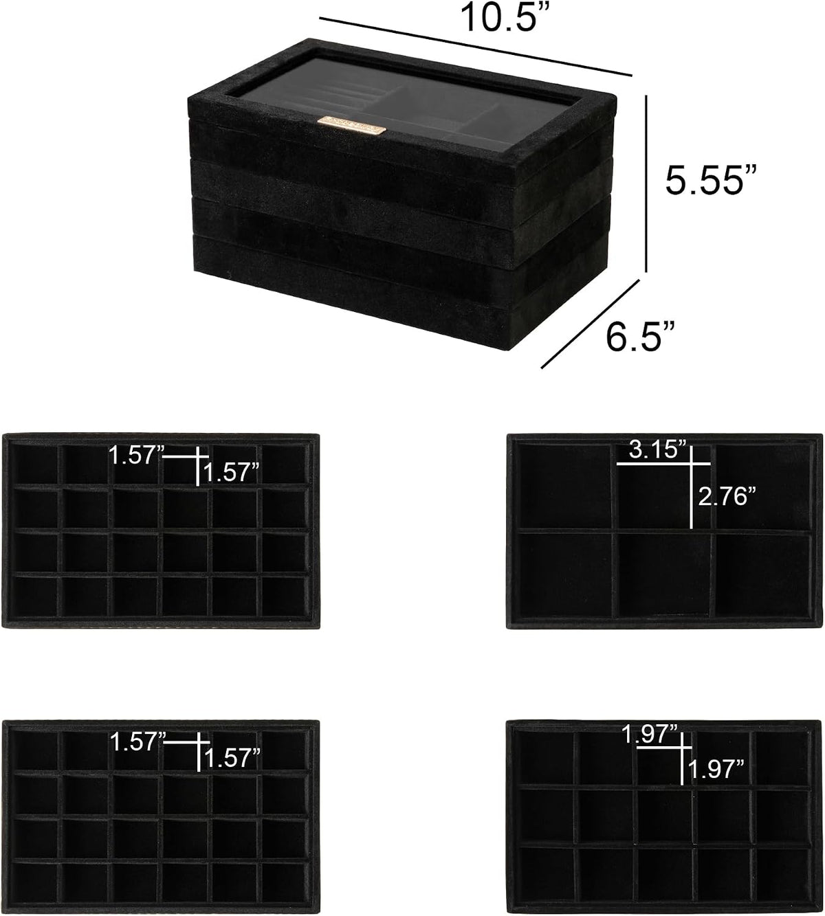 Frebeauty Stackable Jewelry Trays,Set of 4 Jewelry Organizer for Drawer