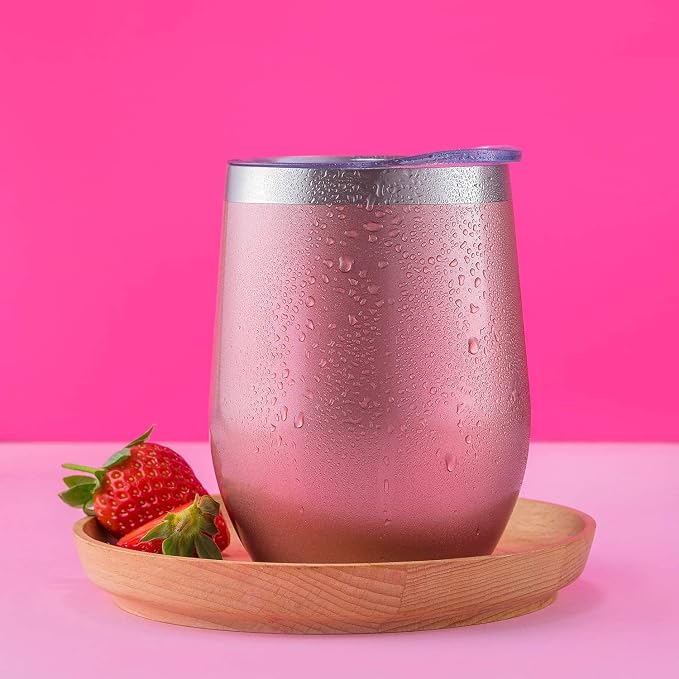 CHILLOUT LIFE 12 oz Stainless Steel Wine Tumblers 4 Pack