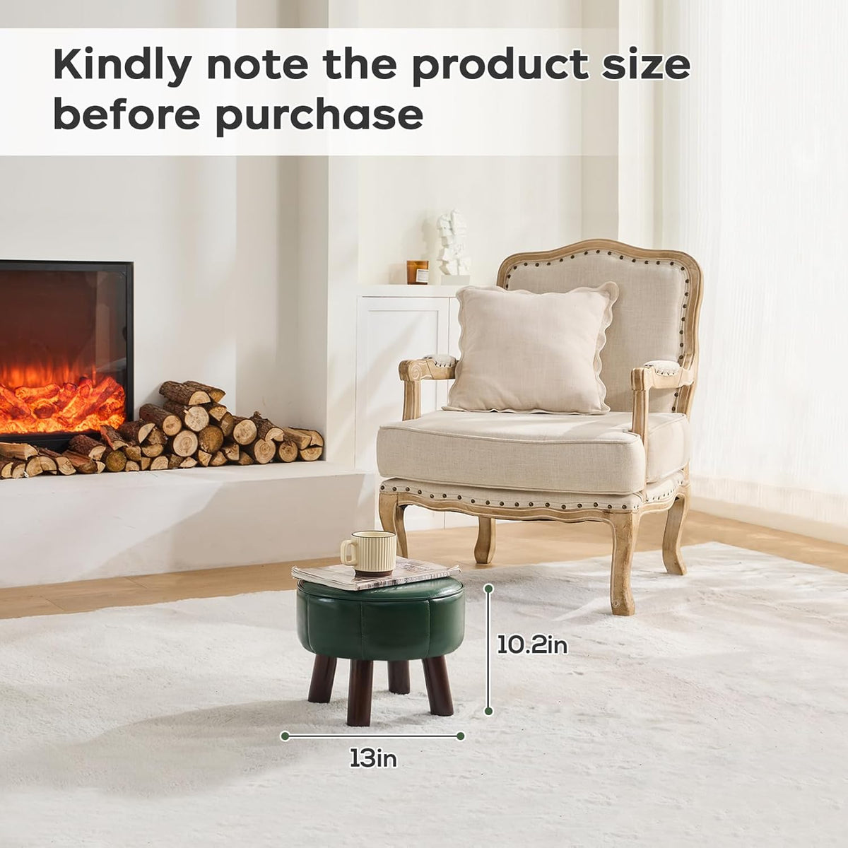 oakvivo 13in Small Foot Stool Ottoman, Faux Leather Foot Rest for Couch