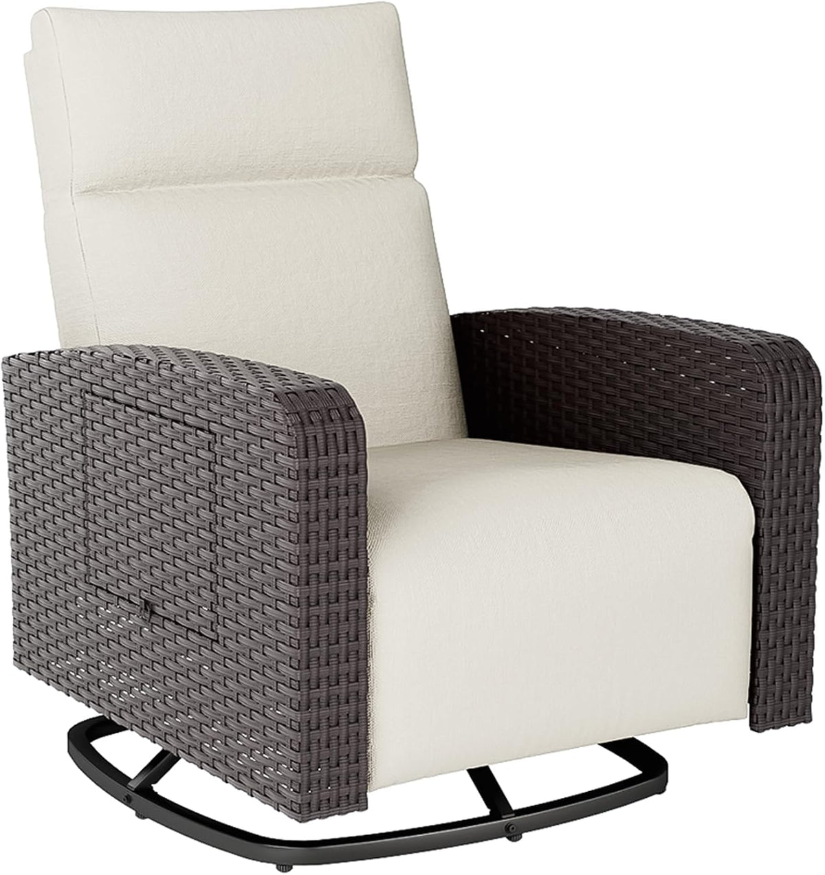 Outdoor Swivel Recliner Chair,Dual-Adjust Outdoor Patio Chair with Adjustable Backrest and Footrest,Wicker Patio Chair with Flip-Up Table for Living Rooms,Pools,Balconies,patios,courtyards