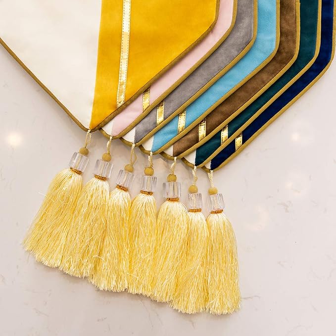 Avigers Table Runner 12 x 59 Inch, Tassels | Faux Silk double-layer accent