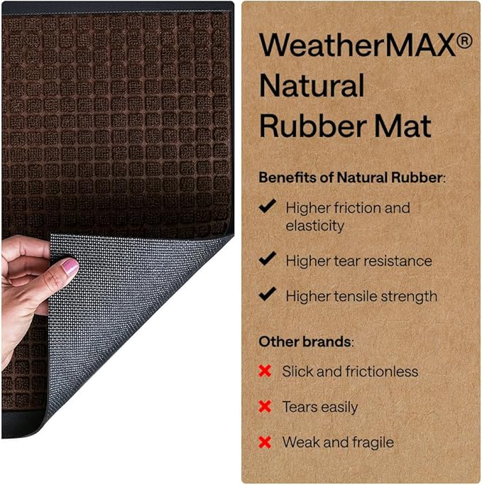 GORILLA GRIP 100% Waterproof All-Season WeatherMAX Doormat, US Designed Natural