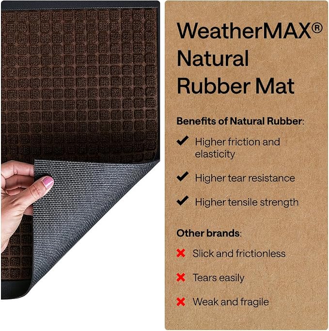 GORILLA GRIP 100% Waterproof All-Season WeatherMAX Doormat 35x23, US Designed