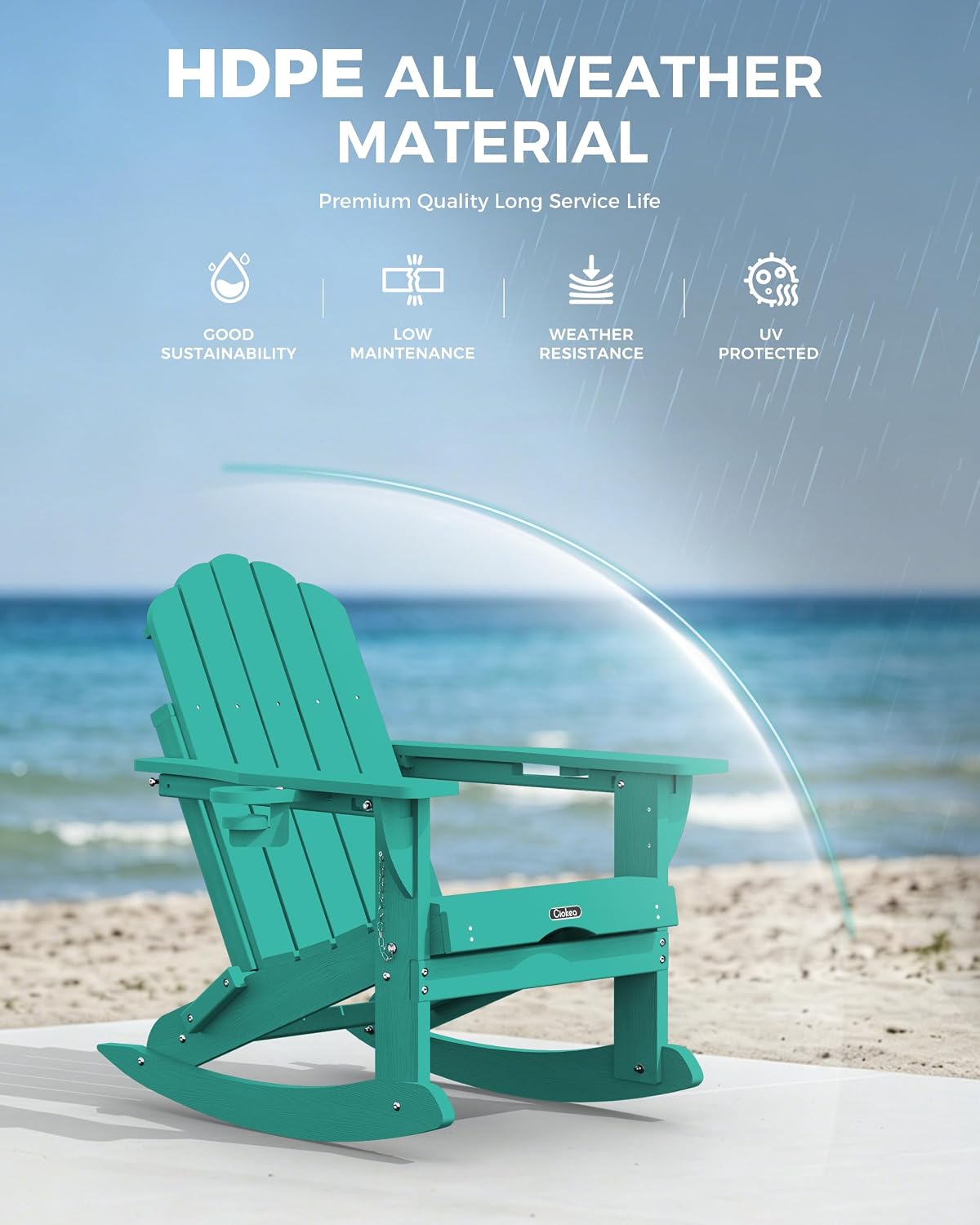 Ciokea Adirondack Rocking Chair with Footrest (Lake Blue)