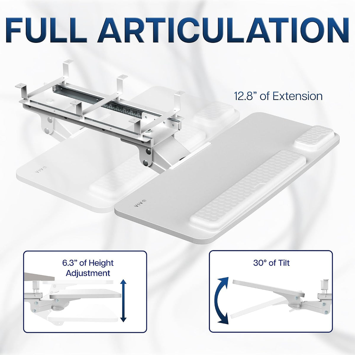 VIVO Premium White Under Desk 27 x 11 in Keyboard Tray, MOUNT-KB27P-W