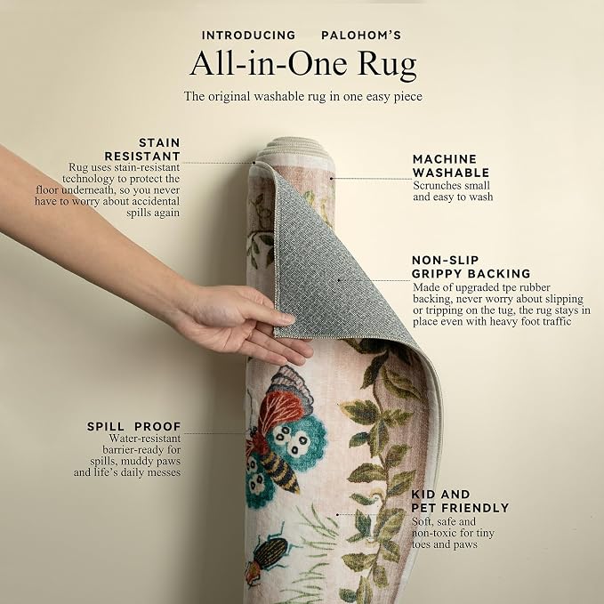 Machine Washable Rugs for Living Room: 8x10 Area Rugs Stain Resistant Non Slip