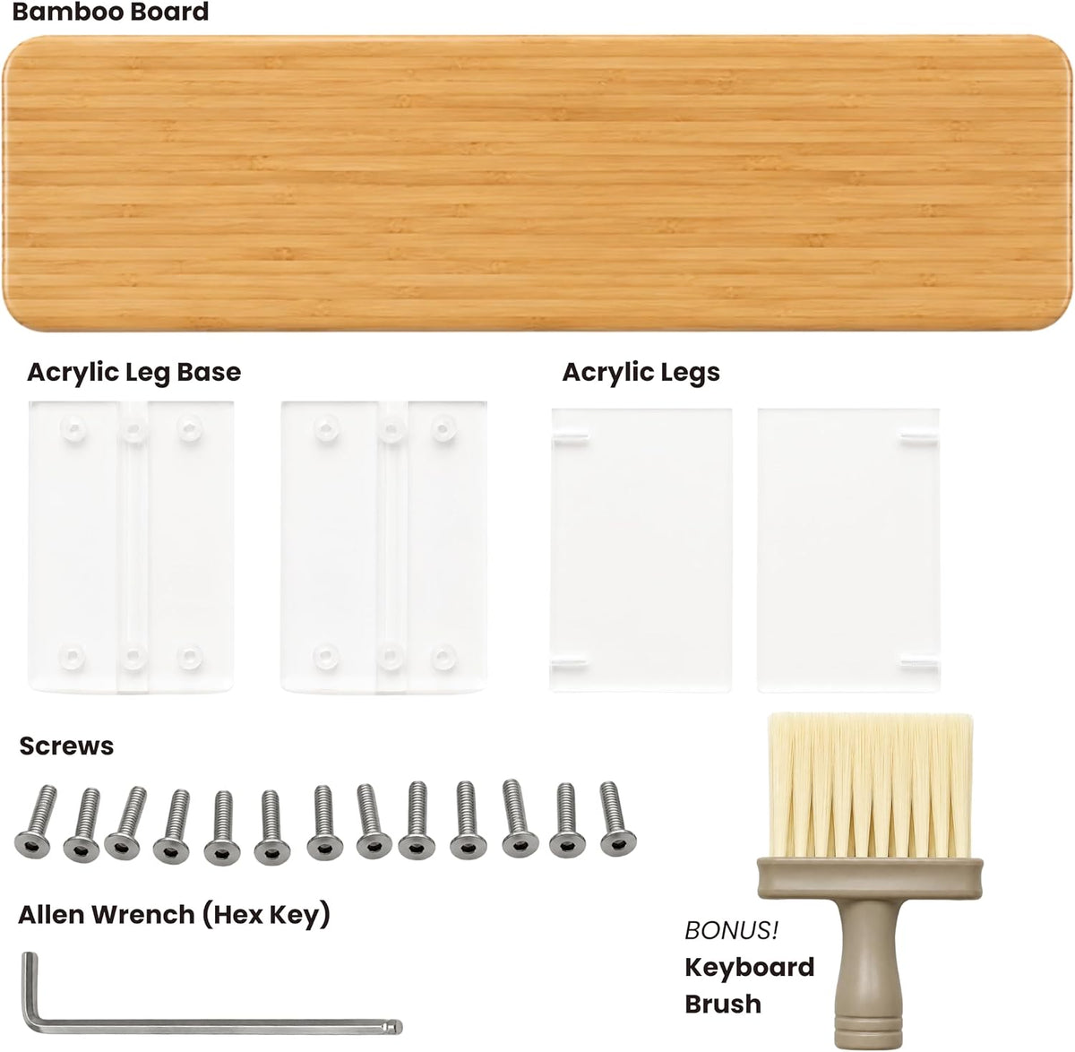 Bamboo Monitor Riser, Wide Desktop Monitor Stand for Desk with Clear Acrylic Legs, 31.5 x 8inch Bamboo Wood Shelf, Fit Keyboard, Home Office Workspace Accessories, Study Stationaries Storage (Natural)