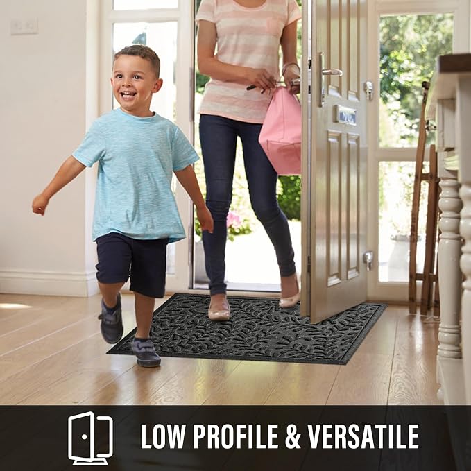 HIYARD Front Door Mat, Absorbent Dirt Trapping Welcome Door Mat Indoor Outdoor