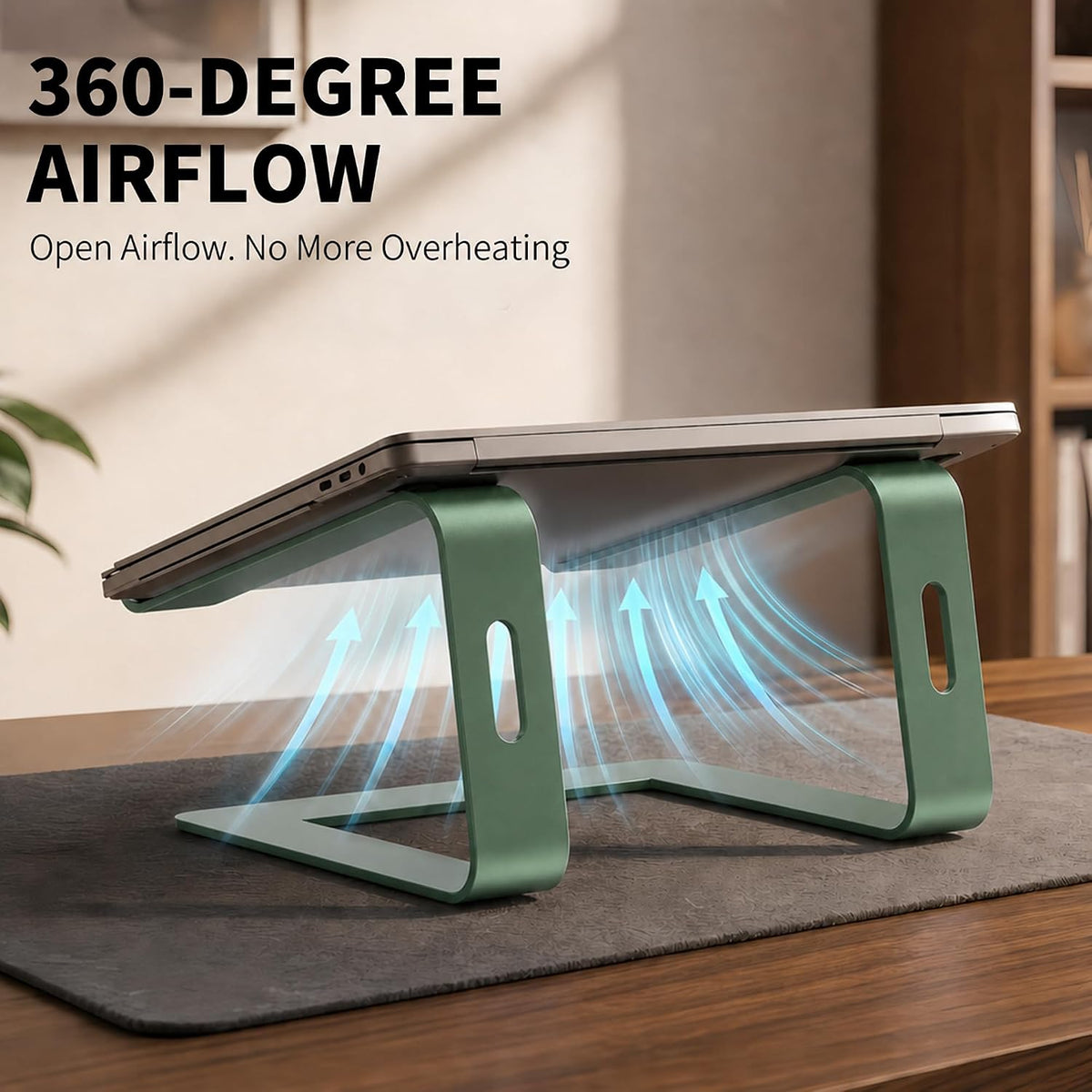 Orionstar Ergonomic Laptop Stand, Aluminum Riser, 10-15.6",Green