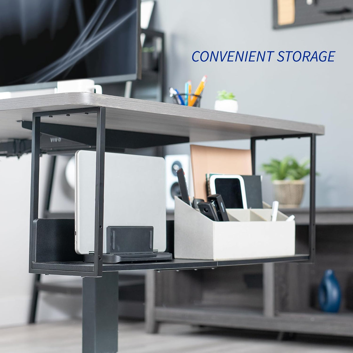 VIVO Black Under Desk 30 x 7 in Storage Shelf, DESK-SHELF30-UB