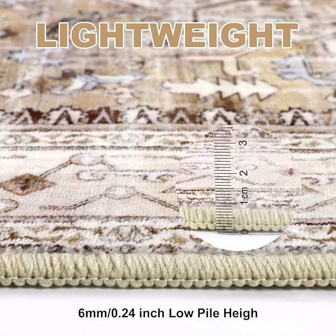 Yamaziot Area Rug 5x7, Non-Slip Washable Boho Vintage Living Room Bedroom Rug