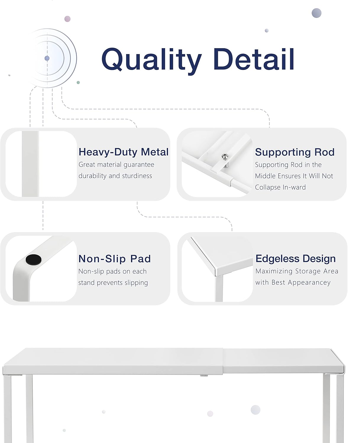 Nxconsu Expandable Cabinet Shelf, Shelf Riser for Cabinets, 10" White