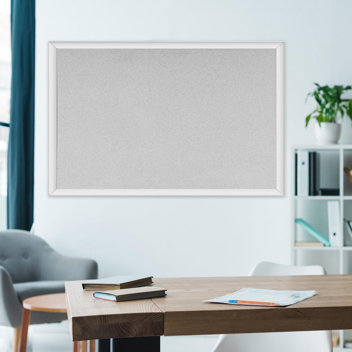 INNOVART White Cork Bulletin Board 40" X 30" with 10 Push Pins, Corkboard with White Wood Frame, Cork Notice Board Message Board, Framed Pin Board for Home, Office, School