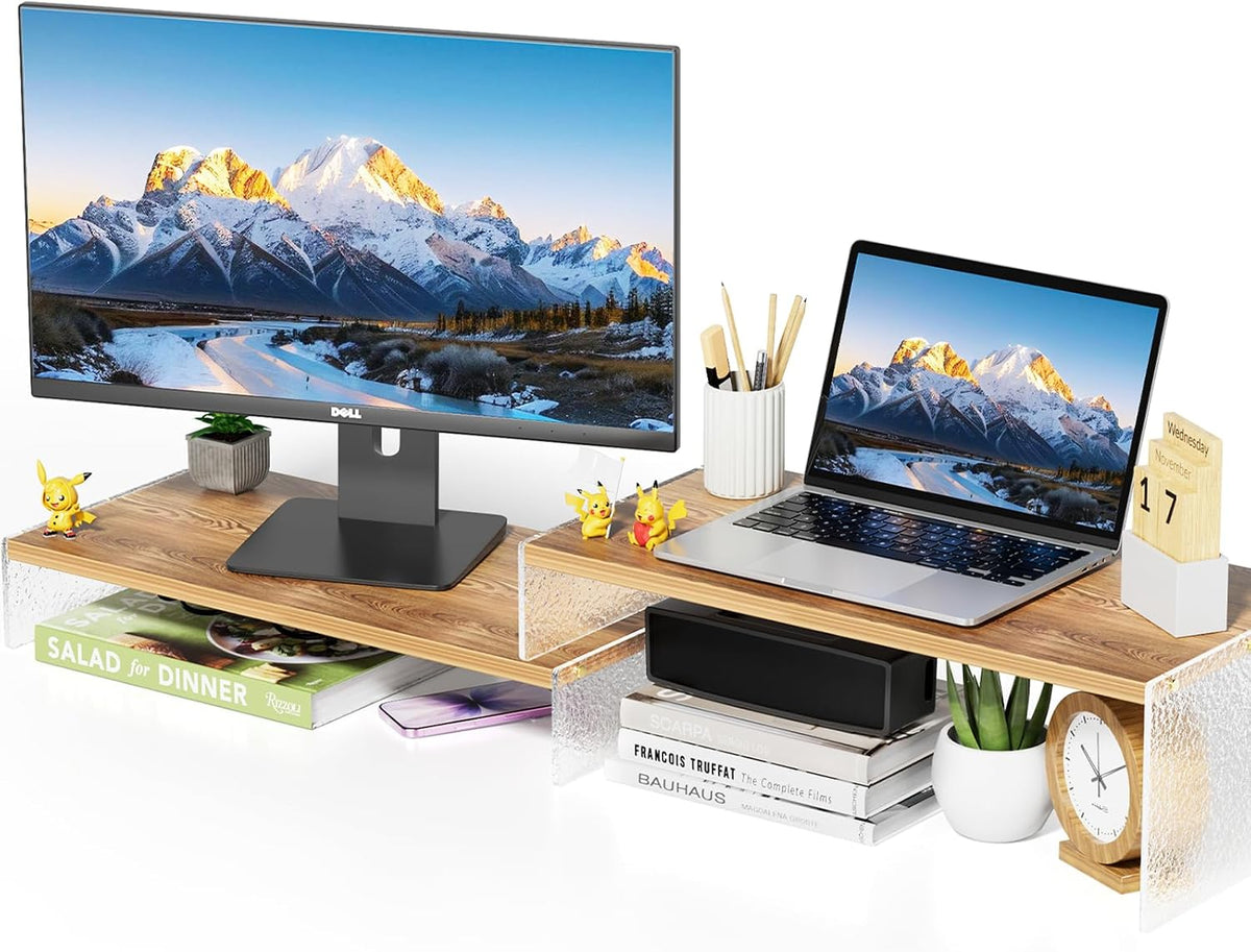 YGYQZ Adjustable Monitor Stand Riser, 9.4" ×19.3" Dual Monitor Desk Stand