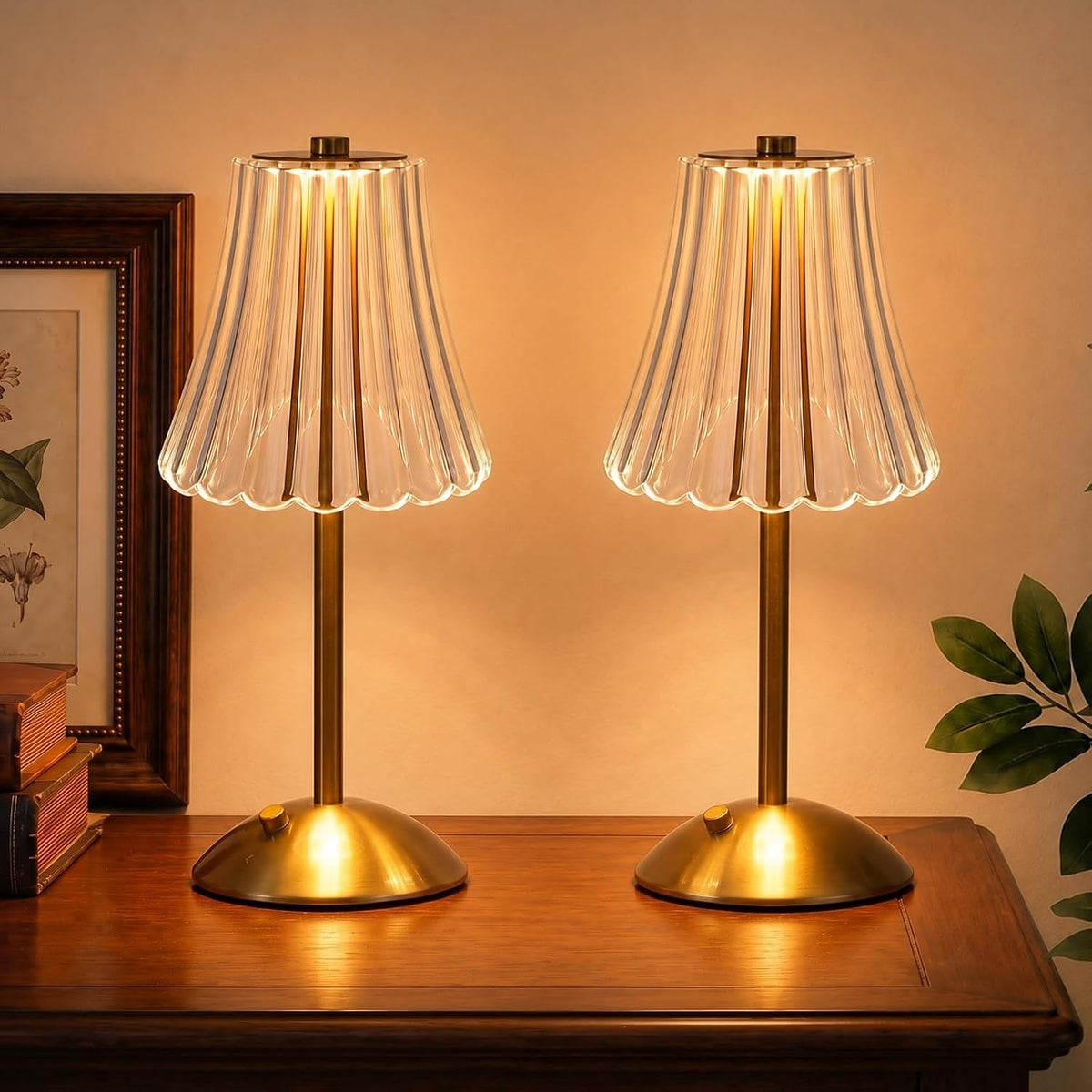 Nusogon 2 Pack Rechargeable Cordless Table Lamp, Touch Control Desk Lamp