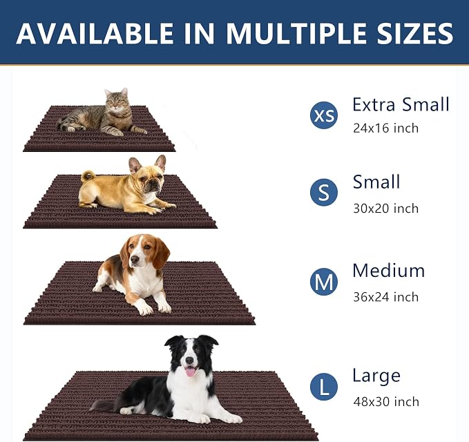 Smiry Dog Door Mat for Muddy Paws 59x24, Absorbent Dirt Trapper, Non-Slip
