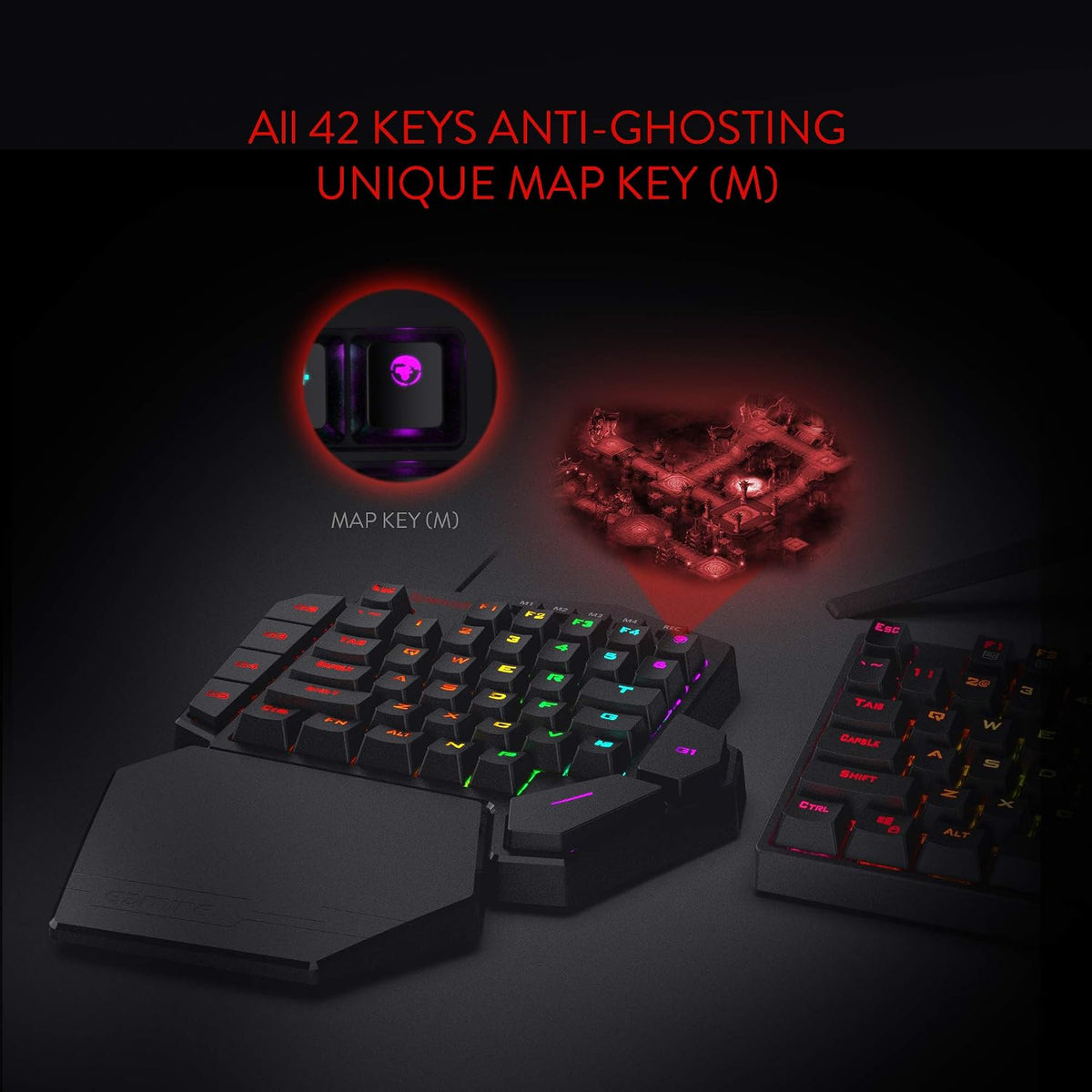Redragon K585 Wired One-Handed RGB Gaming Keypad, Tactical 42-Key Layout