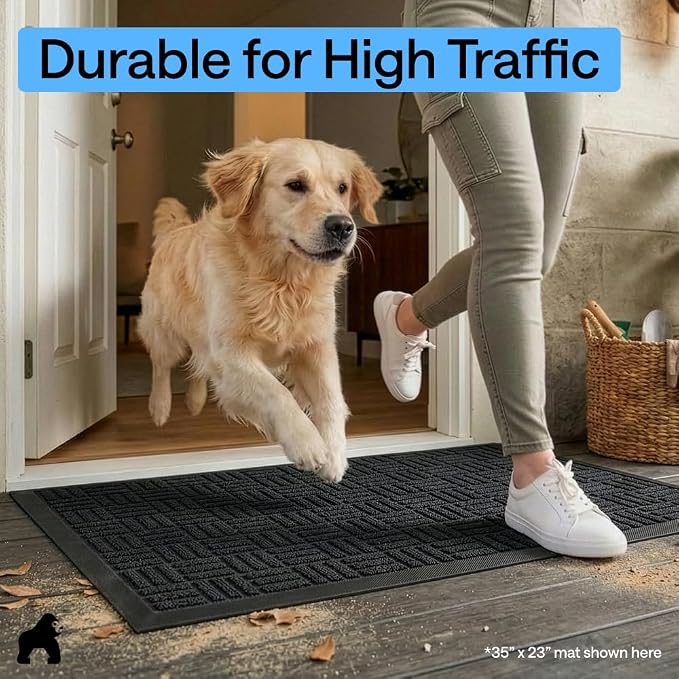 GORILLA GRIP 100% Waterproof All-Season WeatherMAX Doormat US Designed Natural