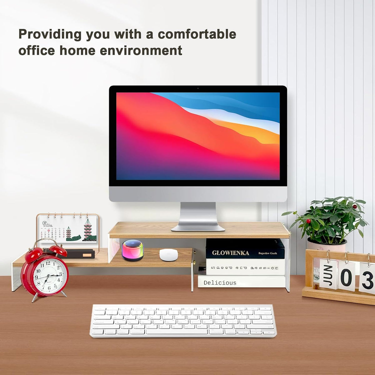 YGYQZ Adjustable Monitor Stand Riser, 7.67"×19.3" Dual Monitor Desk Stand