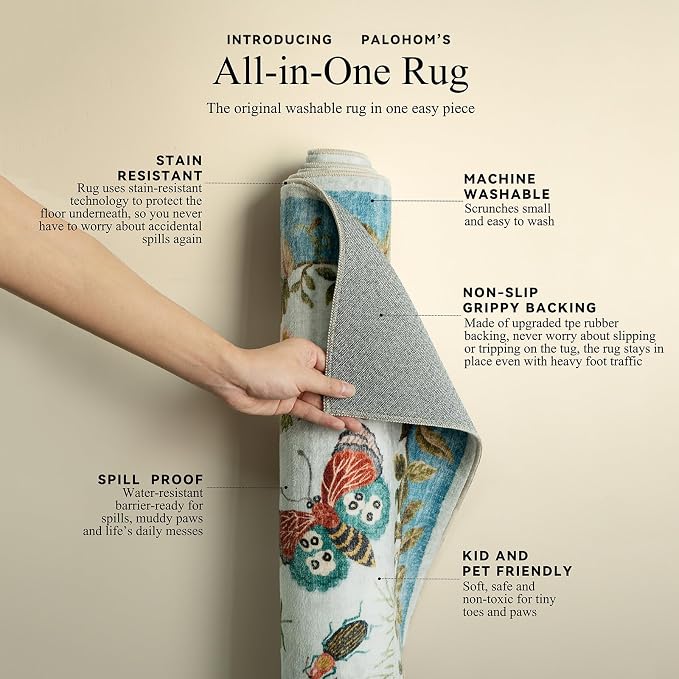 Machine Washable Rugs for Living Room: 6x9 Area Rugs Stain Resistant Non Slip