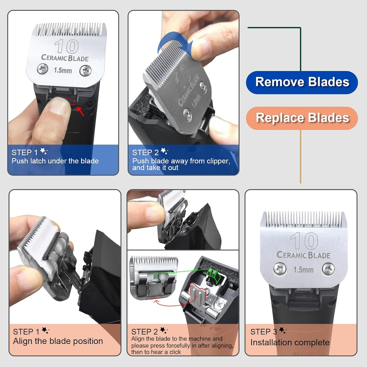 8 Pc Dog Grooming Blade Compatible with Andis/Oster A5/Wahl KM10Dog Clipper