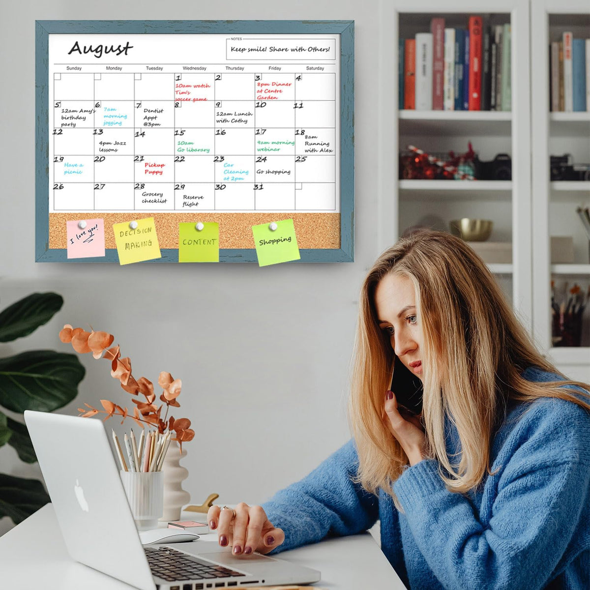 Tankee Whiteboard Calendar, 24x18 Hanging Dry Erase Calendar for Wall