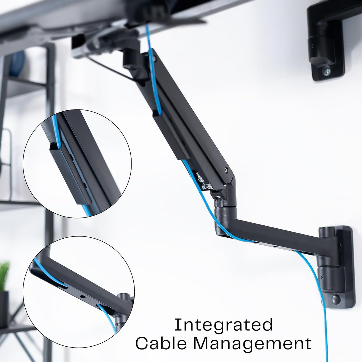 VIVO Black Pneumatic Arm 24 x 10 in Keyboard Tray Wall Mount, MOUNT-KB35C