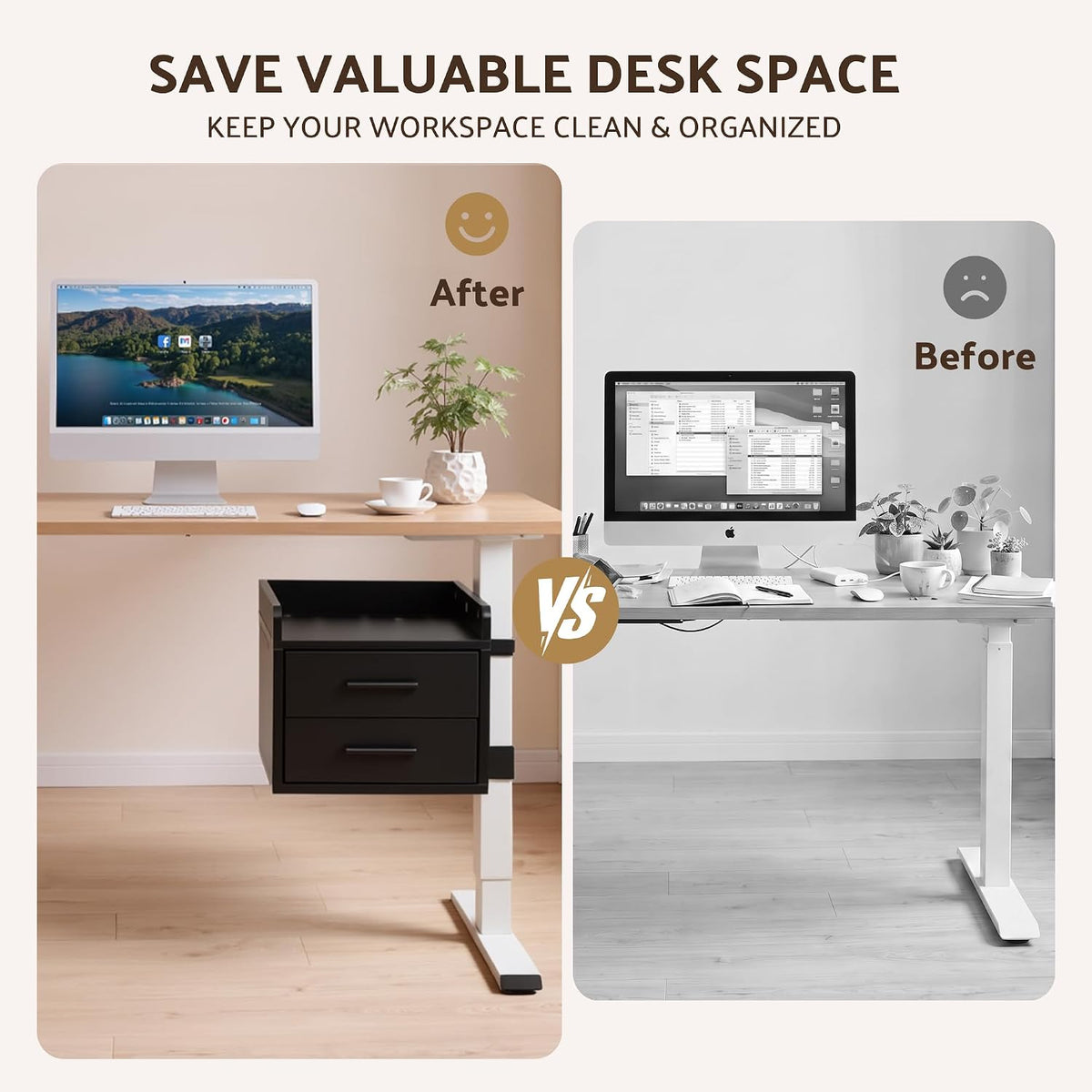 OUTFINE Clamp-On Under Desk Drawer, No-Drill Storage for Standing Desks