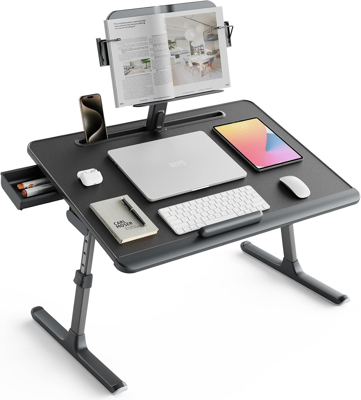 SAIJI Laptop Desk for Bed [XXL Extra Large] with Upgraded Book Stand