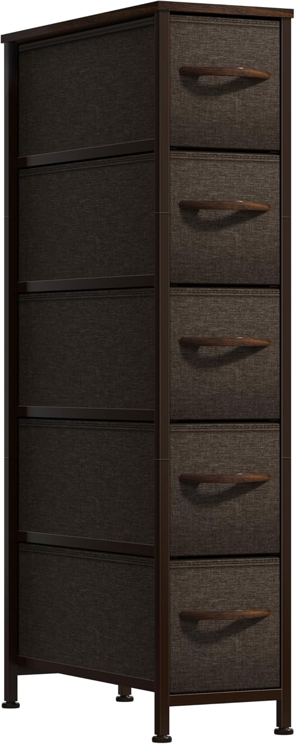 Sorbus 5-Drawer Narrow Dresser for Bedroom (Brown)