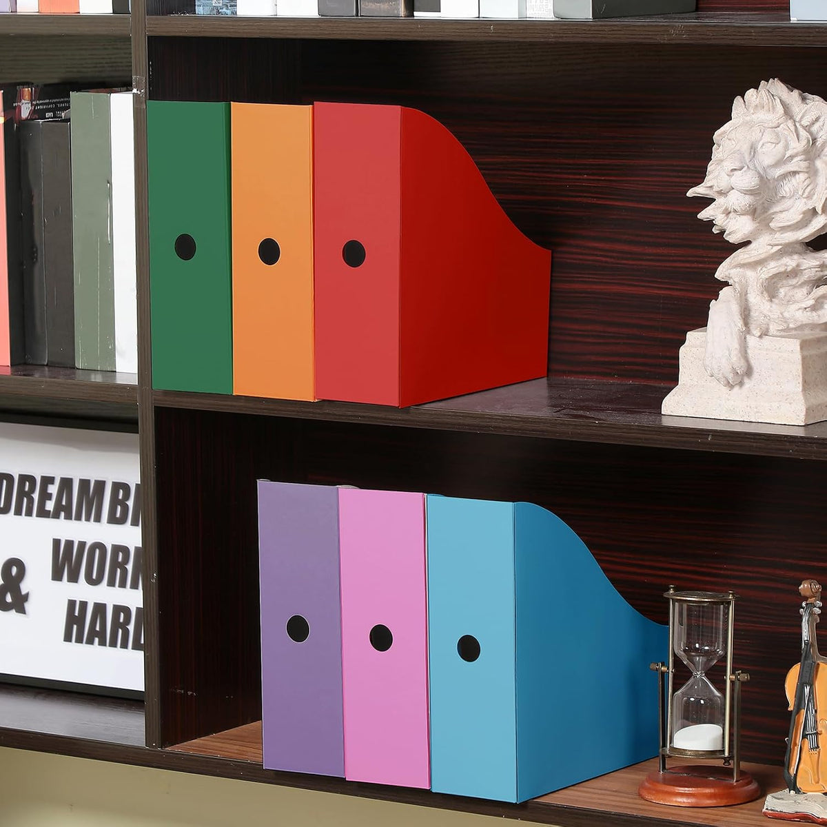 Colarr 48 Pcs Cardboard Magazine File Holder Book Bins, Bright Color