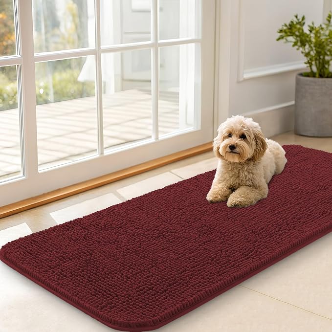 OLANLY Dog Door Mat for Muddy Paws 47x20, Absorbs Moisture and Dirt, Absorbent