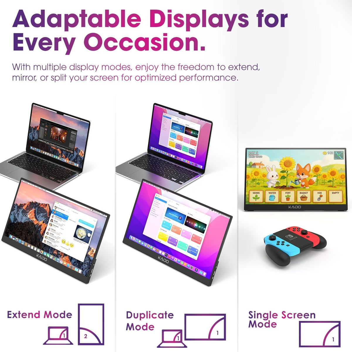 Kado 2-Pack Portable Monitor 15.6-inch FHD 1080p Ultra-Slim Laptop Monitor