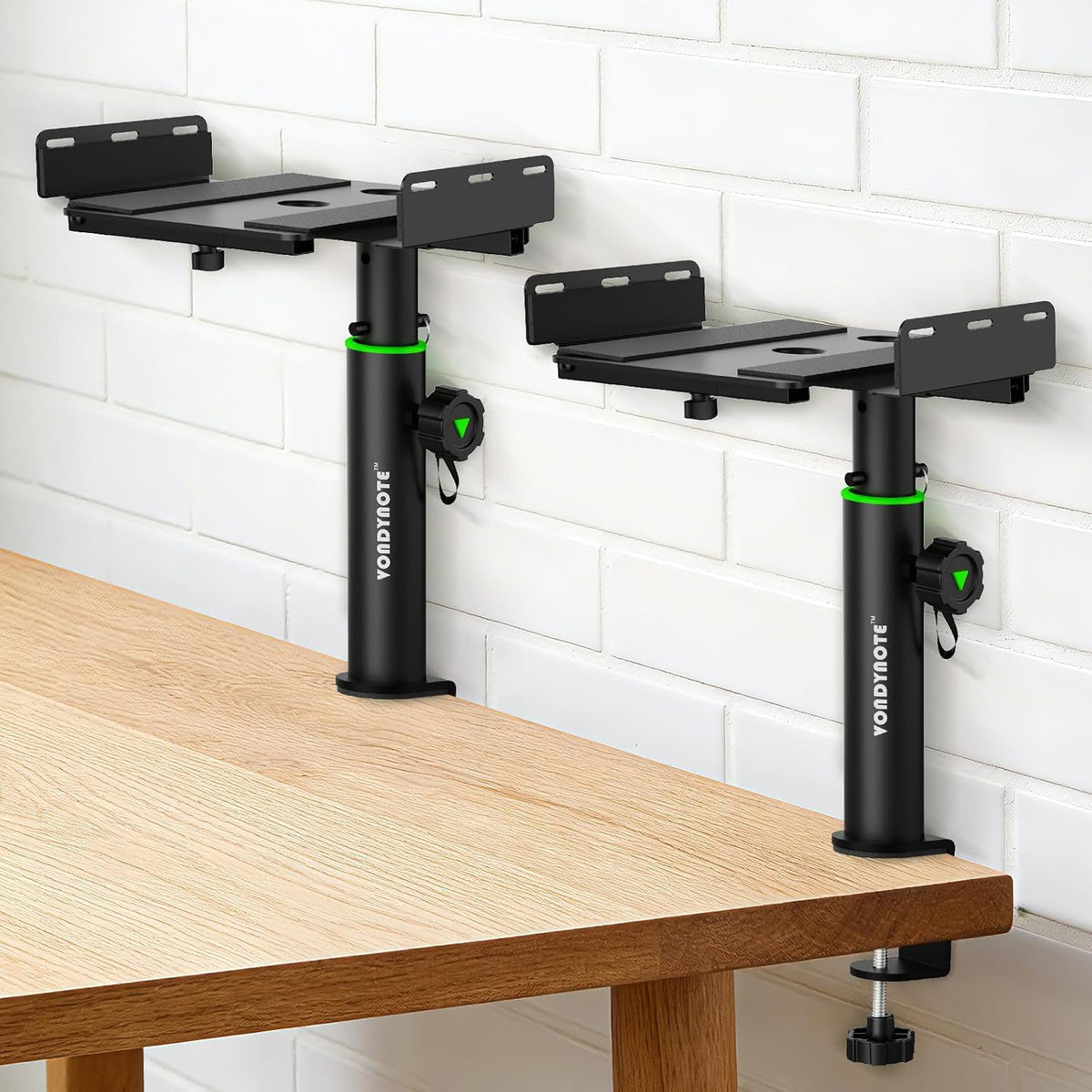 Vondynote Dual Side Clamp Desktop Studio Monitor Stands Against The Wall