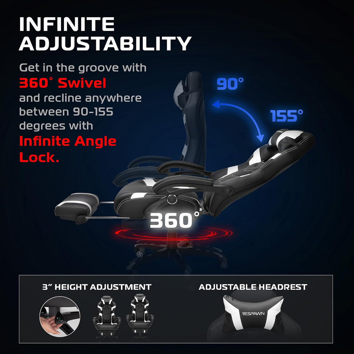 Respawn 110 Pro Ergonomic Gaming Chair with Footrest and Recline